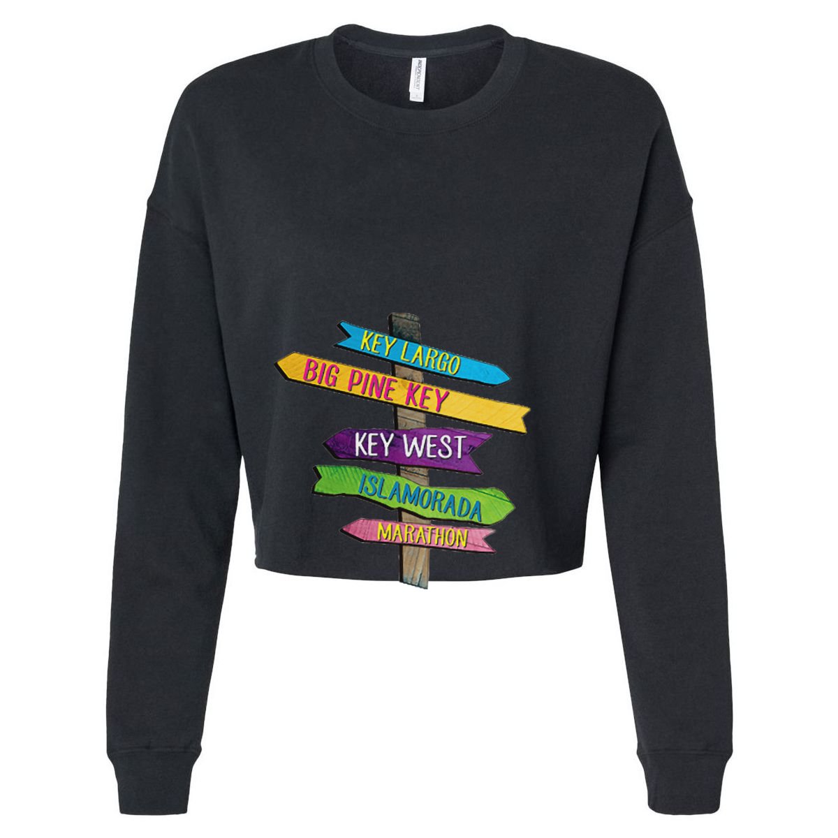 Florida Keys Totem Largo Islamorada Key West Sign Post Women's Crop Top Tee