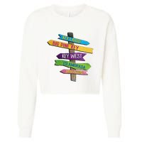 Florida Keys Totem Largo Islamorada Key West Sign Post Cropped Pullover Crew