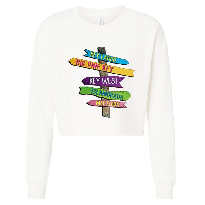 Florida Keys Totem Largo Islamorada Key West Sign Post Cropped Pullover Crew