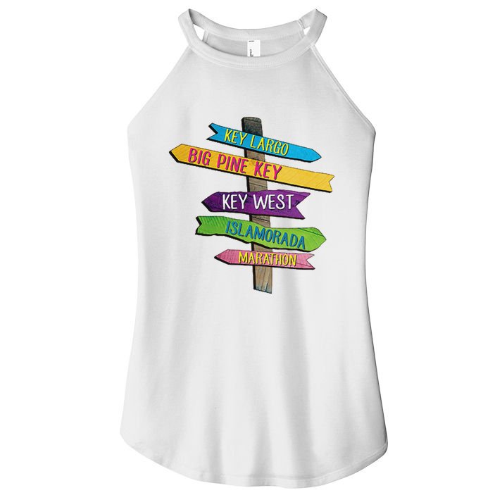 Florida Keys Totem Largo Islamorada Key West Sign Post Women's Perfect Tri Rocker Tank