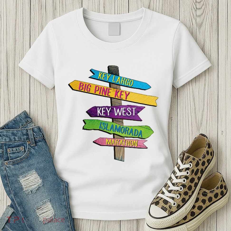 Florida Keys Totem Largo Islamorada Key West Sign Post Womens T-Shirt