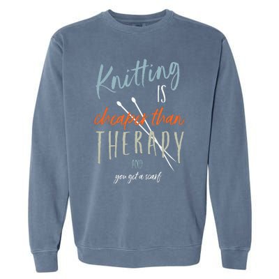 Funny Knitting Therapy Design Knitter Garment-Dyed Sweatshirt