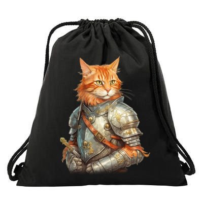 Feline Knight Templar The Crusader Cat Drawstring Bag