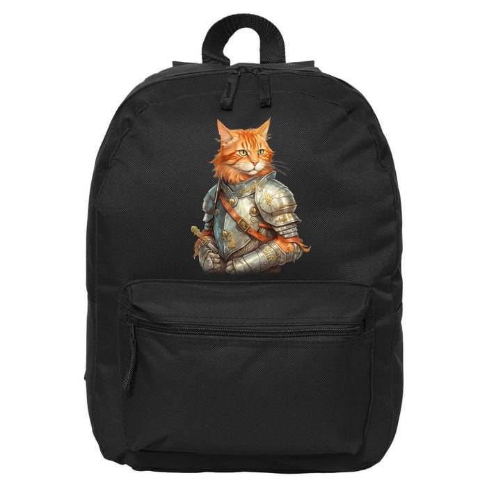 Feline Knight Templar The Crusader Cat 16 in Basic Backpack