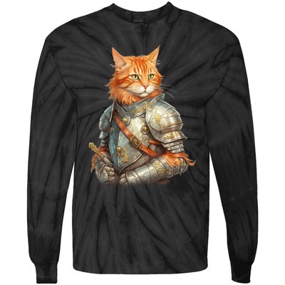 Feline Knight Templar The Crusader Cat Tie-Dye Long Sleeve Shirt