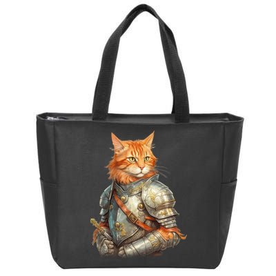 Feline Knight Templar The Crusader Cat Zip Tote Bag