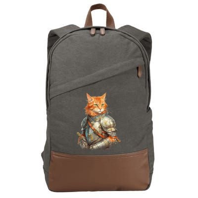 Feline Knight Templar The Crusader Cat Cotton Canvas Backpack