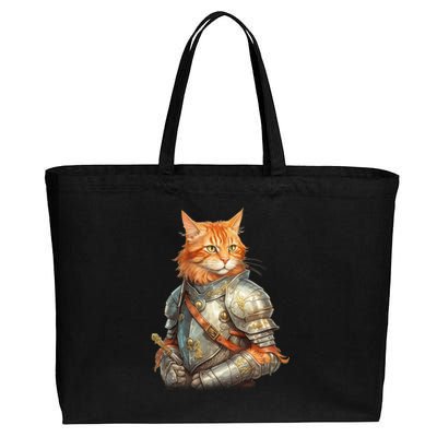 Feline Knight Templar The Crusader Cat Cotton Canvas Jumbo Tote