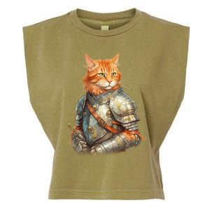 Feline Knight Templar The Crusader Cat Garment-Dyed Women's Muscle Tee