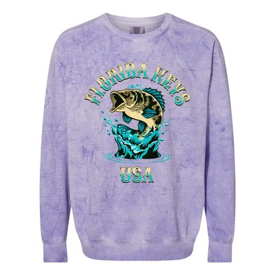 Florida Keys Usa Fishing Design On Front And Back Colorblast Crewneck Sweatshirt