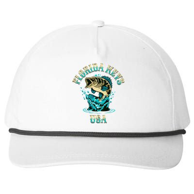 Florida Keys Usa Fishing Design On Front And Back Snapback Five-Panel Rope Hat