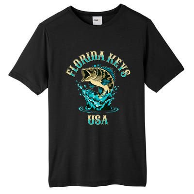 Florida Keys Usa Fishing Design On Front And Back Tall Fusion ChromaSoft Performance T-Shirt