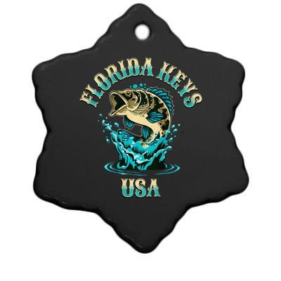 Florida Keys Usa Fishing Design On Front And Back Ceramic Star Ornament