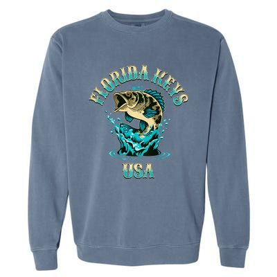 Florida Keys Usa Fishing Design On Front And Back Garment-Dyed Sweatshirt