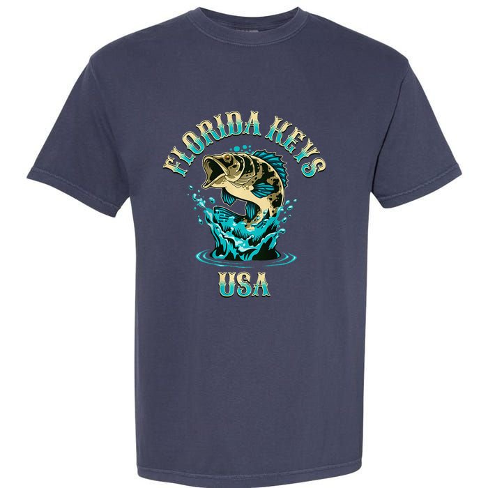 Florida Keys Usa Fishing Design On Front And Back Garment-Dyed Heavyweight T-Shirt