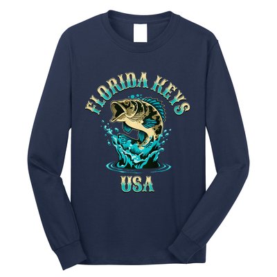 Florida Keys Usa Fishing Design On Front And Back Long Sleeve Shirt