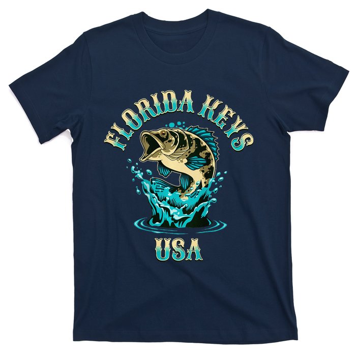 Florida Keys Usa Fishing Design On Front And Back T-Shirt