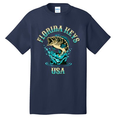 Florida Keys Usa Fishing Design On Front And Back Tall T-Shirt