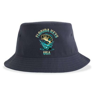 Florida Keys Usa Fishing Design On Front And Back Sustainable Bucket Hat