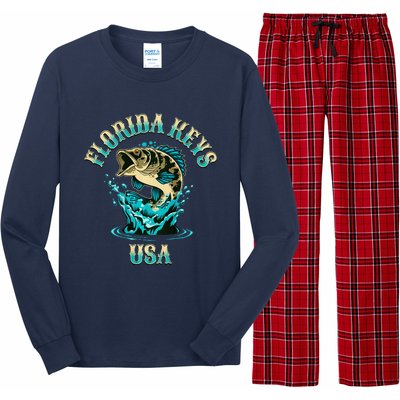 Florida Keys Usa Fishing Design On Front And Back Long Sleeve Pajama Set