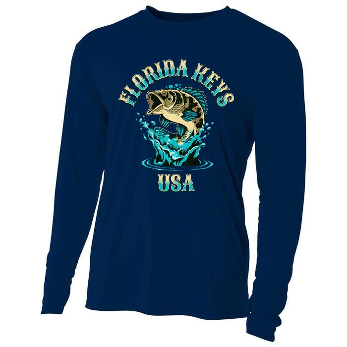 Florida Keys Usa Fishing Design On Front And Back Cooling Performance Long Sleeve Crew