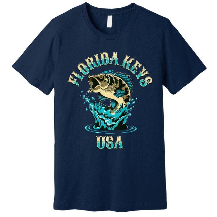 Florida Keys Usa Fishing Design On Front And Back Premium T-Shirt