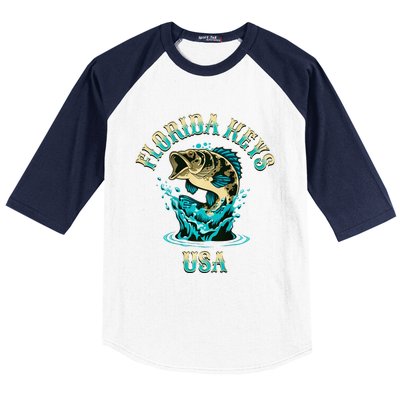 Florida Keys Usa Fishing Design On Front And Back Baseball Sleeve Shirt