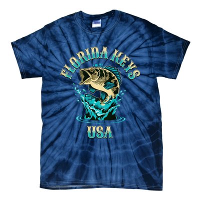 Florida Keys Usa Fishing Design On Front And Back Tie-Dye T-Shirt