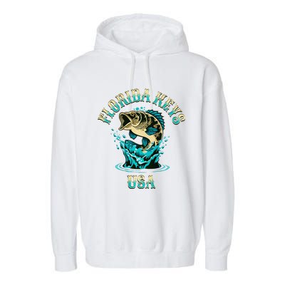 Florida Keys Usa Fishing Design On Front And Back Garment-Dyed Fleece Hoodie