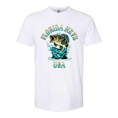 Florida Keys Usa Fishing Design On Front And Back Softstyle CVC T-Shirt