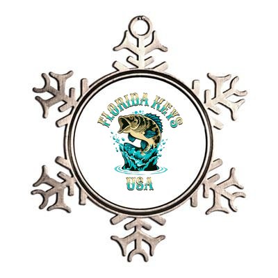 Florida Keys Usa Fishing Design On Front And Back Metallic Star Ornament