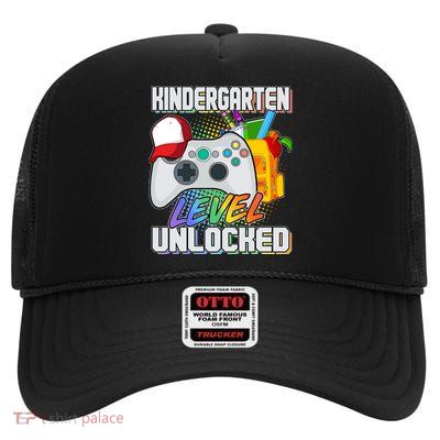Funny Kindergarten Unlocked Video Gamer High Crown Mesh Back Trucker Hat