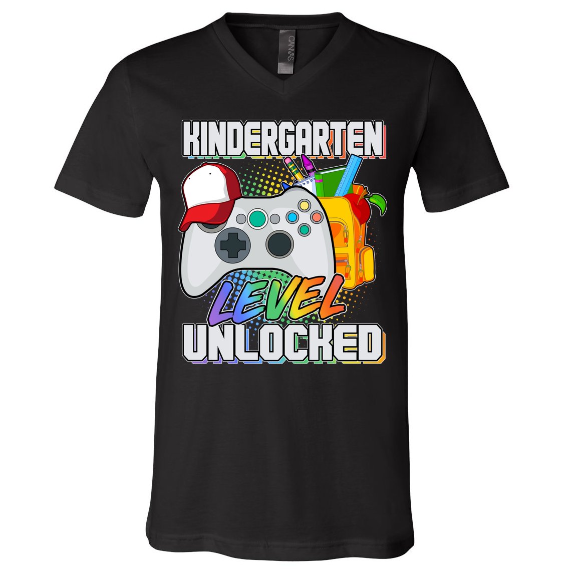 Funny Kindergarten Unlocked Video Gamer V-Neck T-Shirt