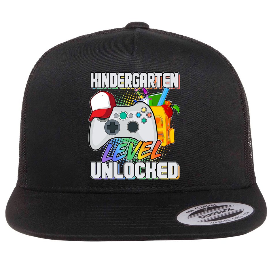 Funny Kindergarten Unlocked Video Gamer Flat Bill Trucker Hat