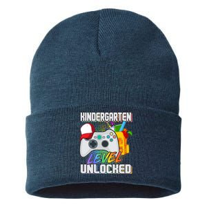 Funny Kindergarten Unlocked Video Gamer Sustainable Knit Beanie