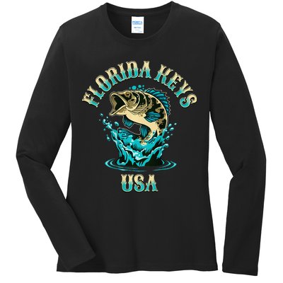 Florida Keys Usa Fishing Ladies Long Sleeve Shirt
