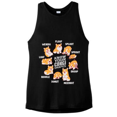 Funny Know Your Corgi Shapes Cute Welsh Dog Lover Ladies PosiCharge Tri-Blend Wicking Tank