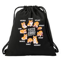 Funny Know Your Corgi Shapes Cute Welsh Dog Lover Drawstring Bag
