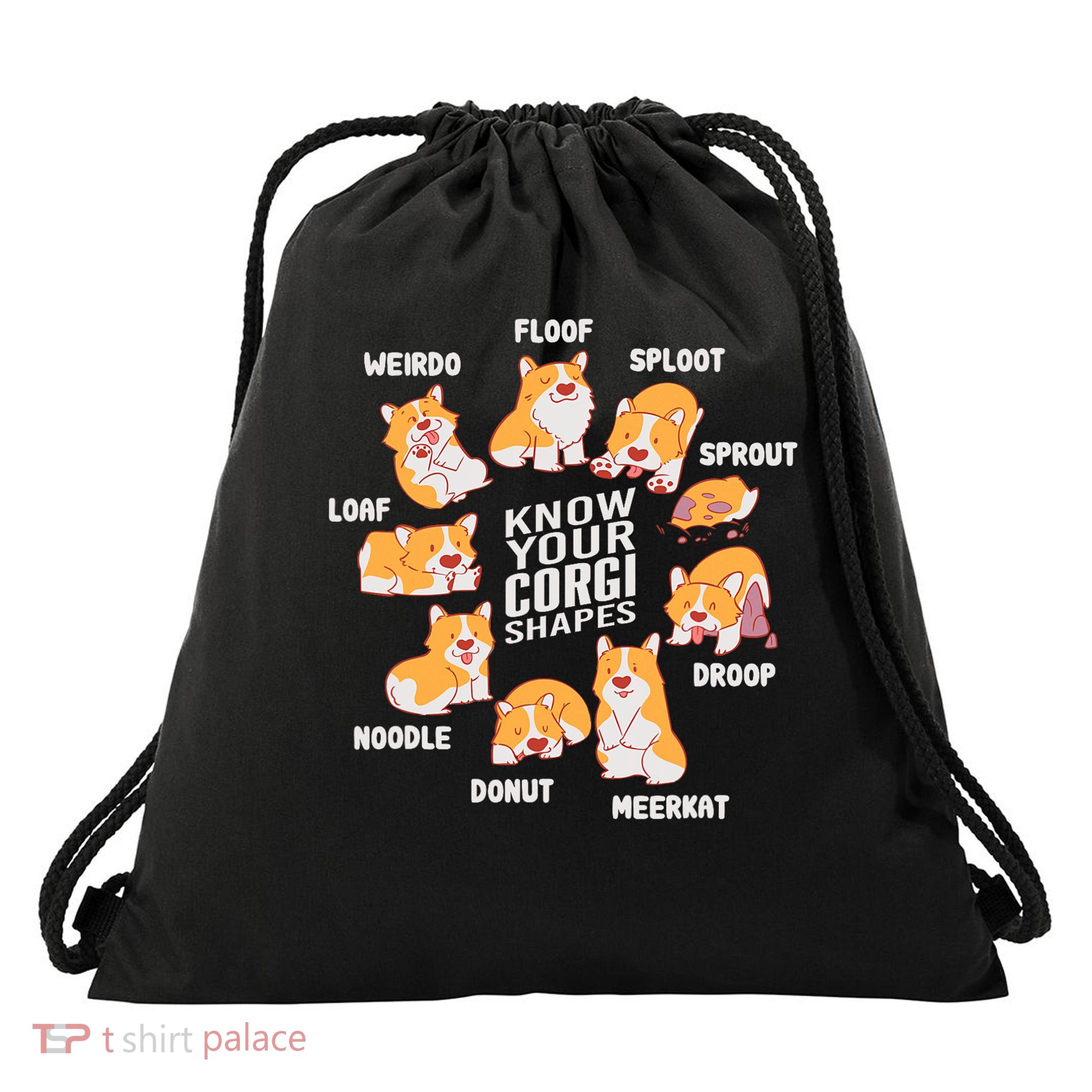 Funny Know Your Corgi Shapes Cute Welsh Dog Lover Drawstring Bag
