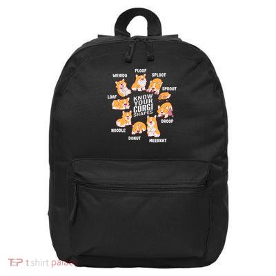 Funny Know Your Corgi Shapes Cute Welsh Dog Lover 16 in Basic Backpack
