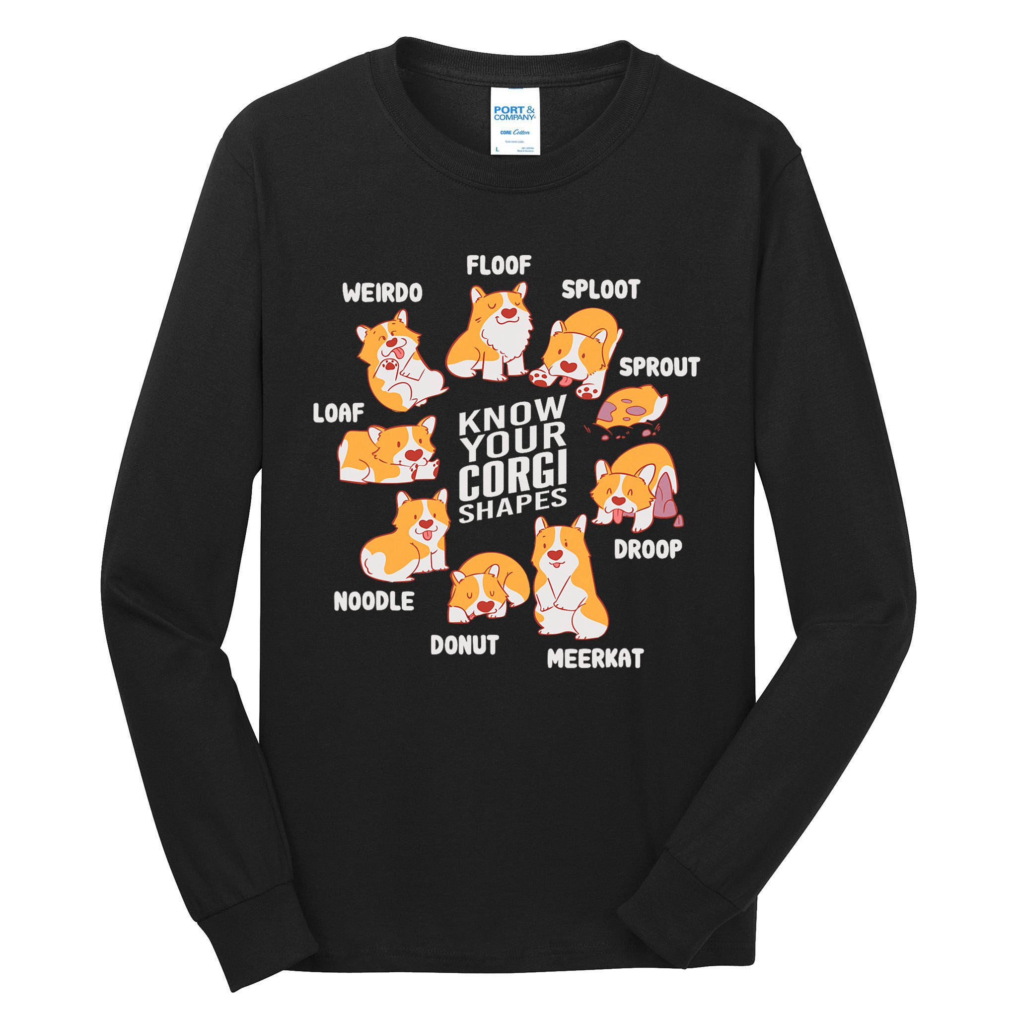 Funny Know Your Corgi Shapes Cute Welsh Dog Lover Tall Long Sleeve T-Shirt