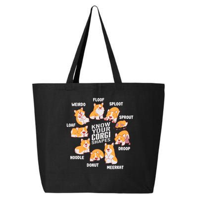 Funny Know Your Corgi Shapes Cute Welsh Dog Lover 25L Jumbo Tote