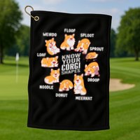Funny Know Your Corgi Shapes Cute Welsh Dog Lover Golf Towel