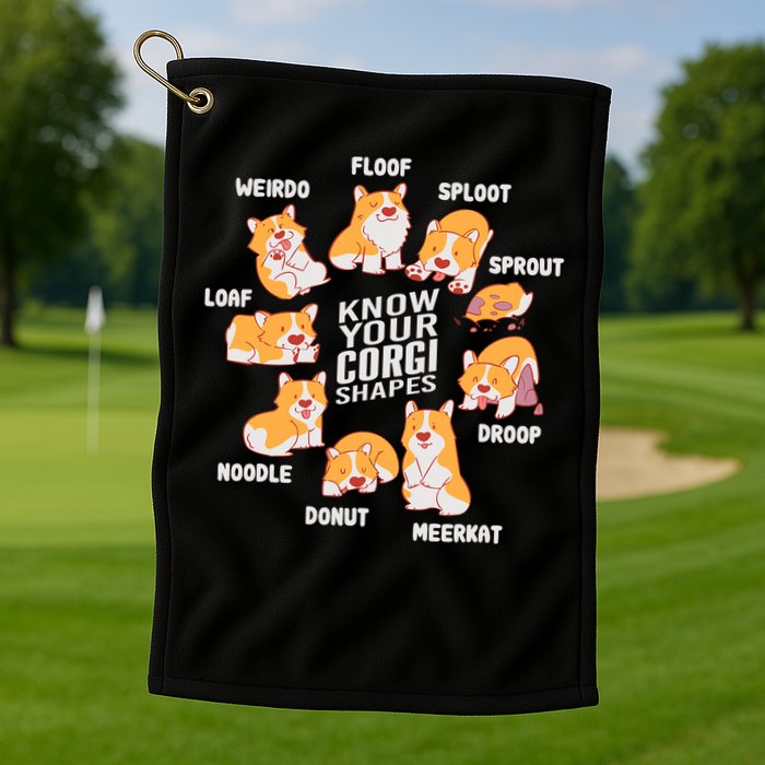 Funny Know Your Corgi Shapes Cute Welsh Dog Lover Golf Towel