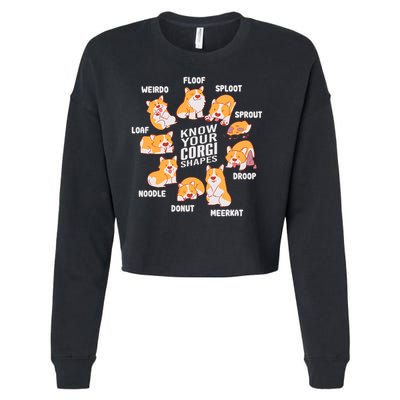 Funny Know Your Corgi Shapes Cute Welsh Dog Lover Cropped Pullover Crew