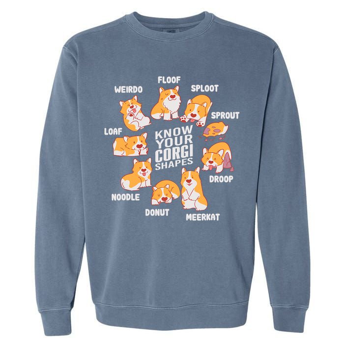 Funny Know Your Corgi Shapes Cute Welsh Dog Lover Garment-Dyed Sweatshirt