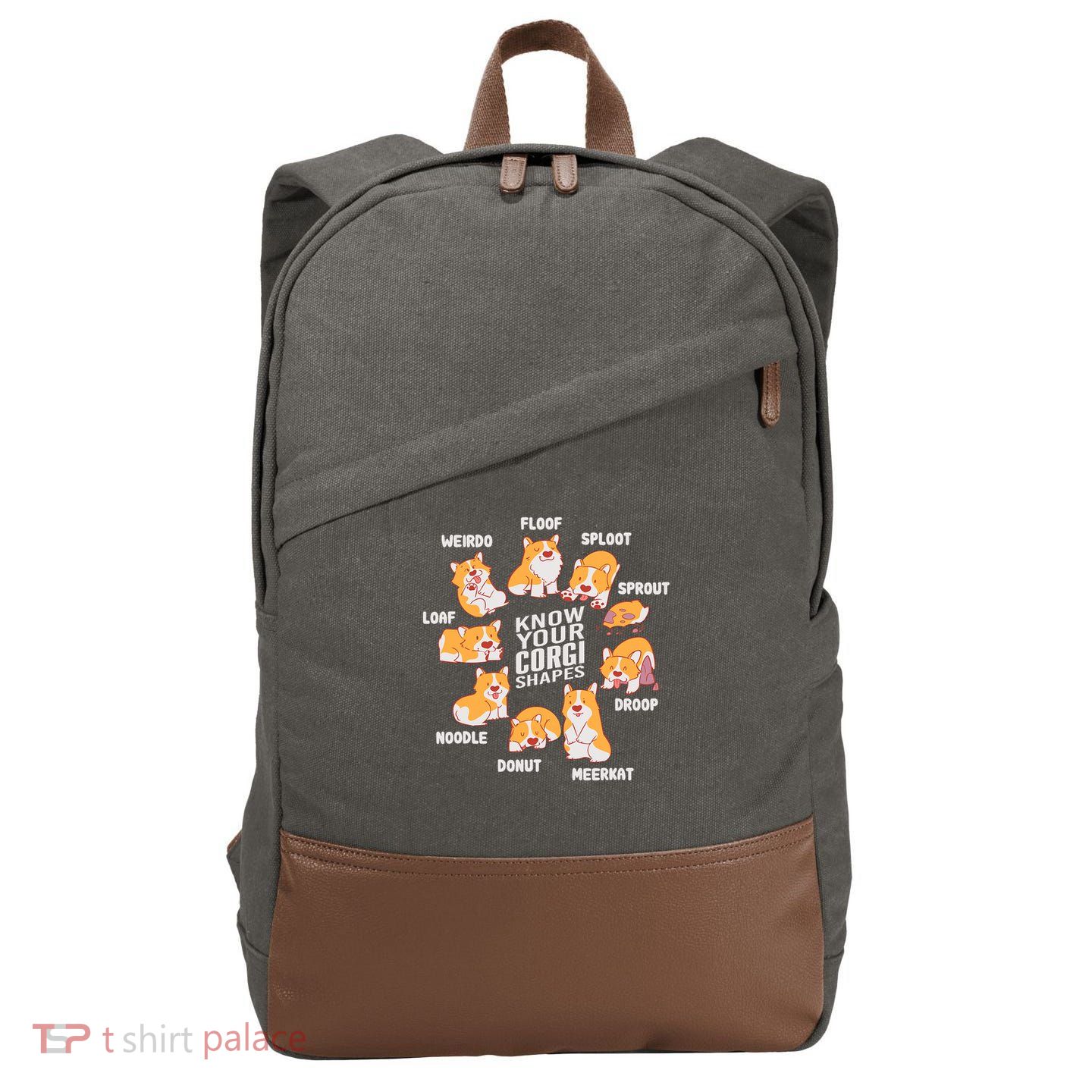 Funny Know Your Corgi Shapes Cute Welsh Dog Lover Cotton Canvas Backpack
