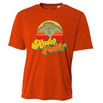 Funny Kale Yeah Gift Funny Vegetable Vintage Retro 80s Sunset Garden Gift Cooling Performance Crew T-Shirt