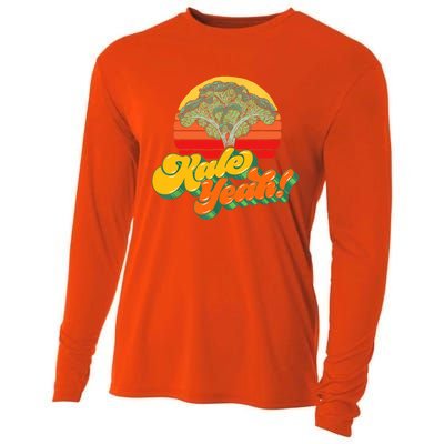 Funny Kale Yeah Gift Funny Vegetable Vintage Retro 80s Sunset Garden Gift Cooling Performance Long Sleeve Crew