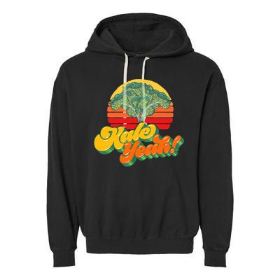 Funny Kale Yeah Gift Funny Vegetable Vintage Retro 80s Sunset Garden Gift Garment-Dyed Fleece Hoodie